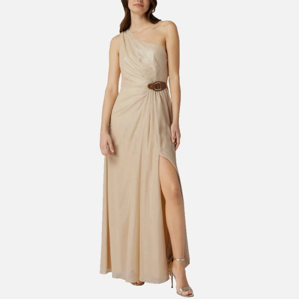 Lauren Ralph Lauren Women's Metallic Chiffon Halter Gown Size 6